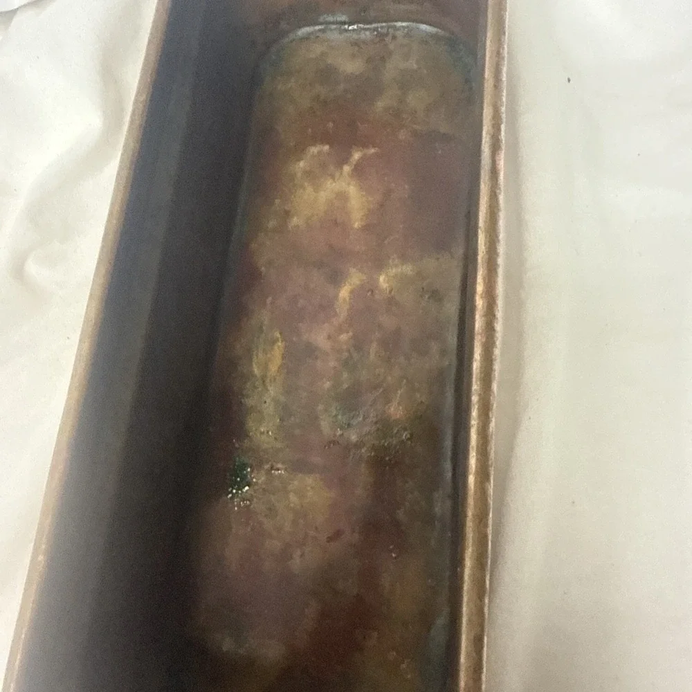 Antique Copper Fish Poacher Pan Ornate Brass Handles No Mark Incomplete Vessel